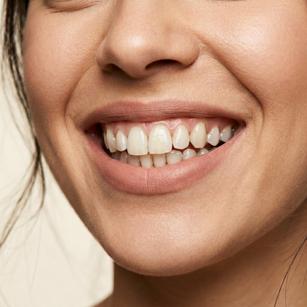 Crooked and stained teeth before dental veneers
